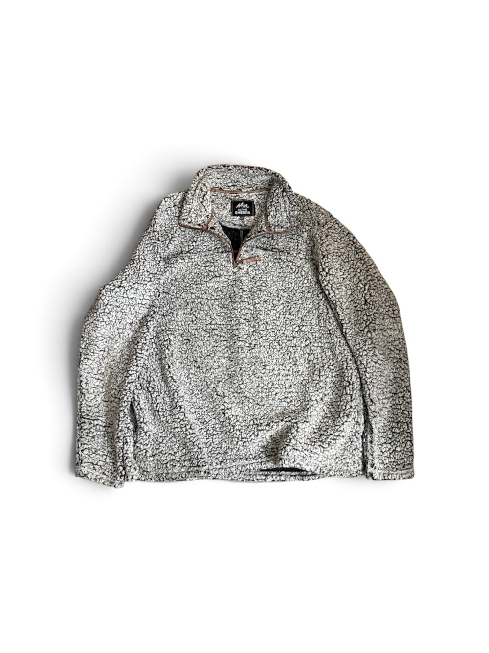 Alpine Black and White Sherpa Zip-Up Pullover